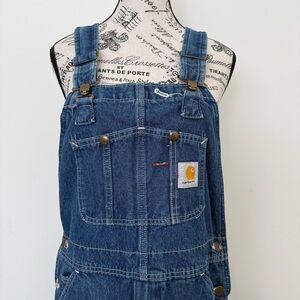 *SOLD* Carhartt 100% Cotton R07 Washed Denim Bib Overalls - Dark Stone - 32x30